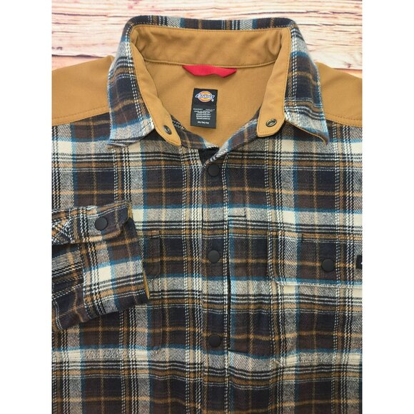 Dickies Mens Flannel Snap Work Shirt Jacket Medium Outdoors Rugged - Picture 5 of 11